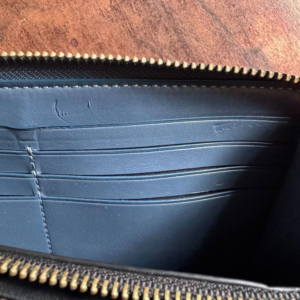 Coach Deep Blue Accordion Long Wallet - Picture 9 of 15